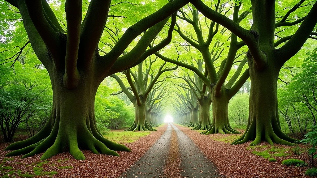 Ancient oak trees in woodland