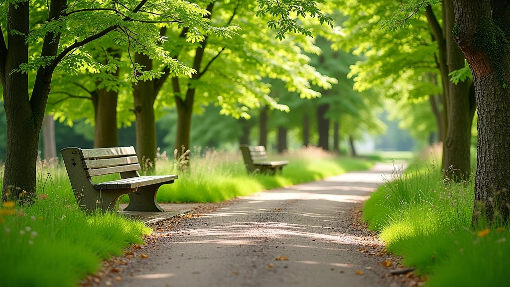 Outdoor rest area on woodland path