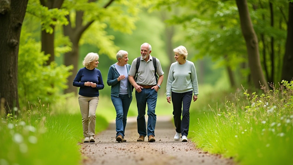 Group walking outdoors in nature