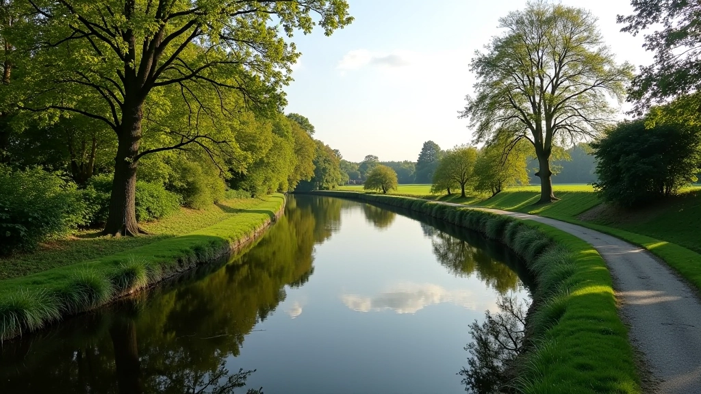 Canal waterway with towpath